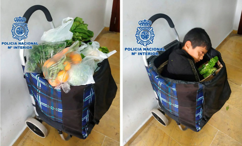 ¿Intentaron contrabandear un niño en un carrito de compras?